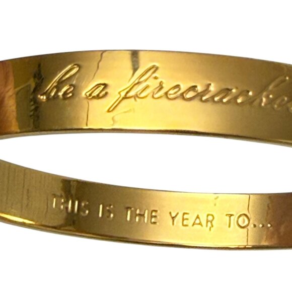 KATE SPADE This is the Year To Idiom Bangle Gold tone Inspiring Bracelet - Picture 8 of 13